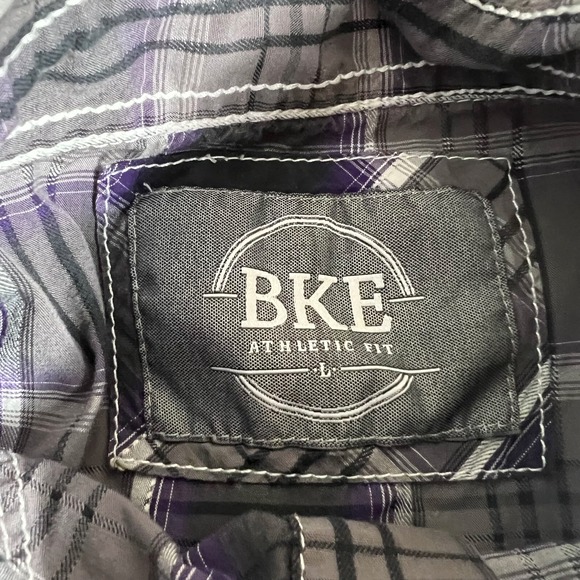 BKE Snap Button Up Shirt Mens Large Western Stitching Plaid Pockets‎ - Picture 6 of 9